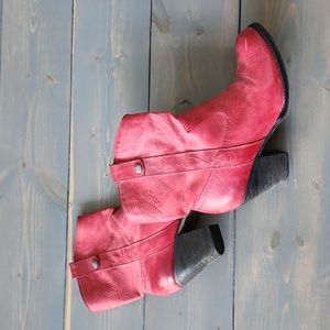 Gianni Bini Red Leather western style boots